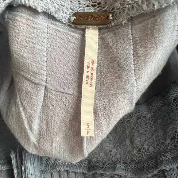 Free People Golden Hour Tie Back Flowy Blouse Blue Size Small - Picture 5 of 10